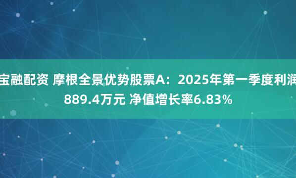 宝融配资 摩根全景优势股票A：2025年第一季度利润889.4万元 净值增长率6.83%